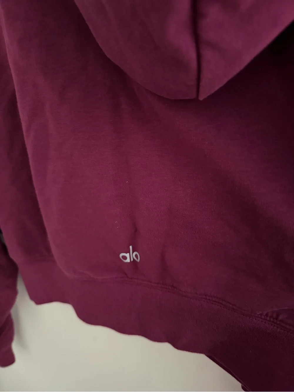 Alo Women's 2 Pieces Burgundy Cropped Hoodie and Pant Set